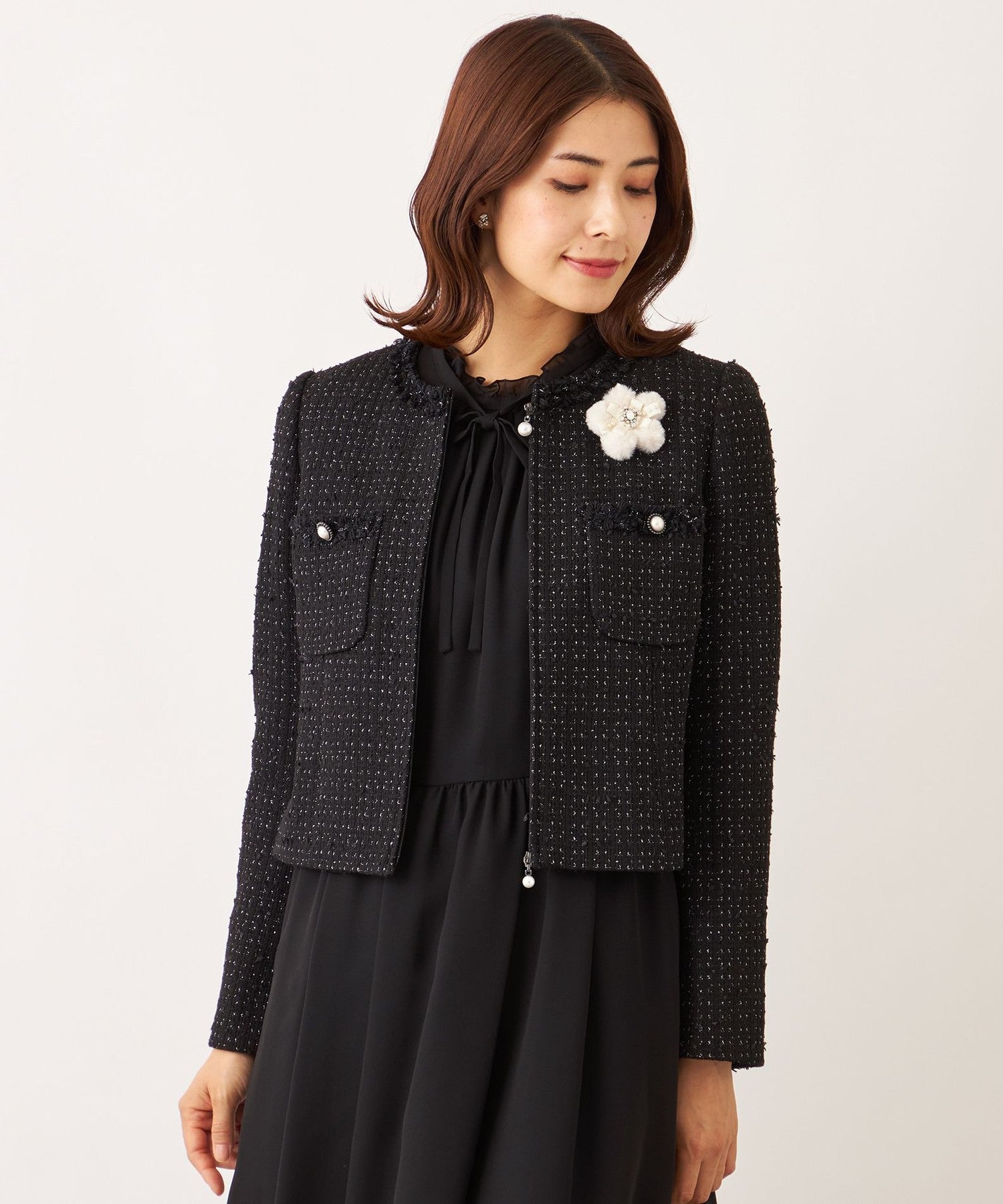 リボンニットファンシー ノーカラージャケット(ジャケット)｜TO BE