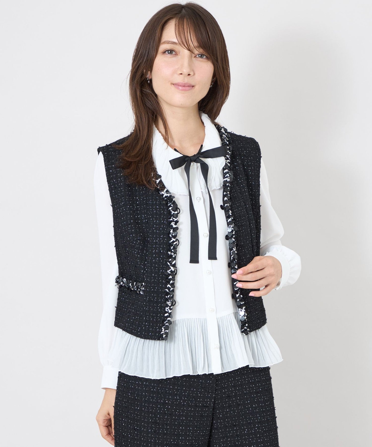 ラメブレンド ニットツイード ジレ(ベスト)｜TO BE CHIC(トゥー ビー