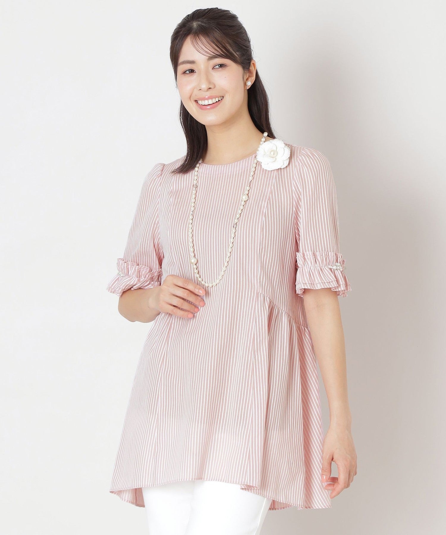 カラミストライプ チュニックブラウス(トップス)｜TO BE CHIC(トゥー