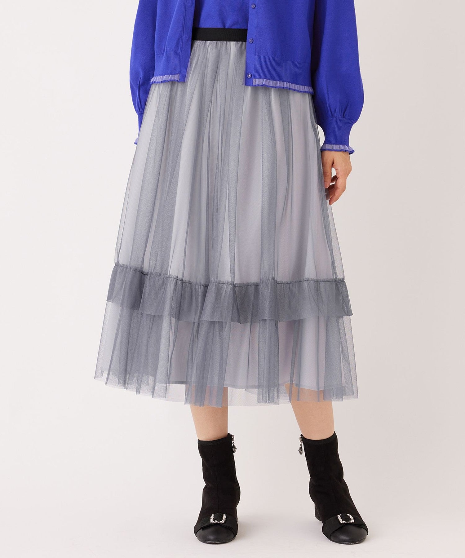 チュールヘムボーダー フレアスカート(スカート)｜TO BE CHIC(トゥー