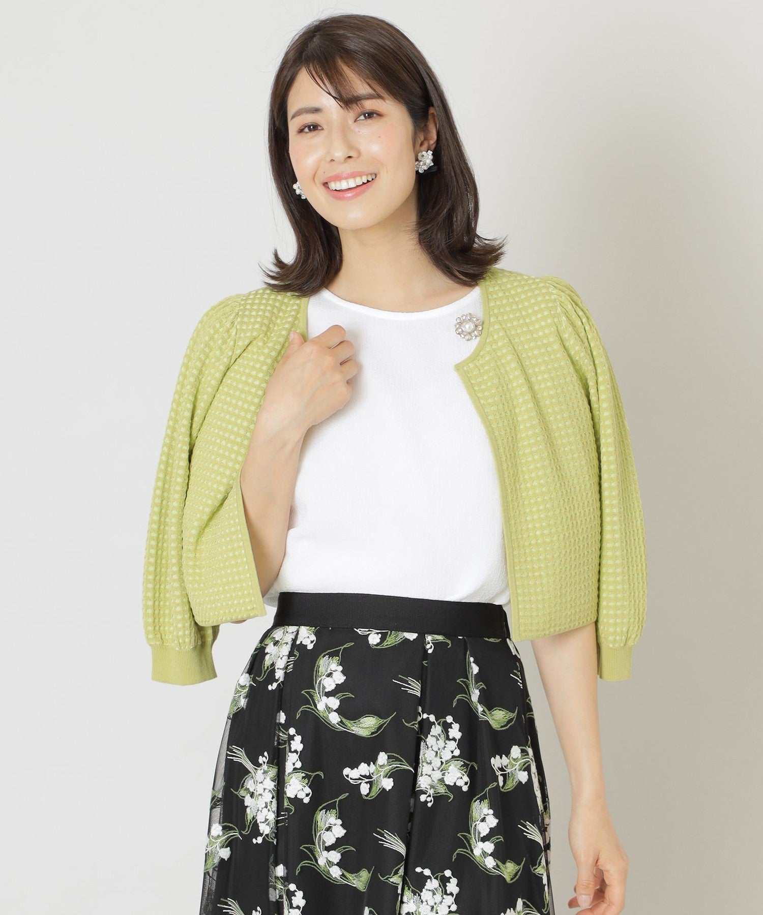 L】レーヨンナイロンジャカード ニットボレロ(トップス)｜TO BE CHIC