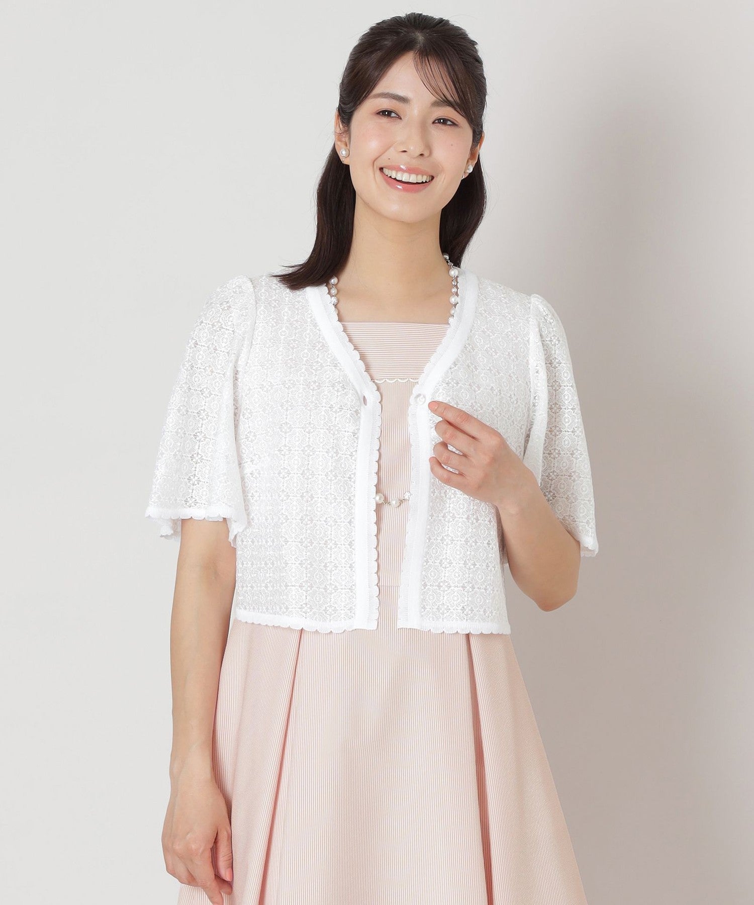 L】フラワー刺しゅうコンビ ボレロ(トップス)｜TO BE CHIC(トゥー ビー