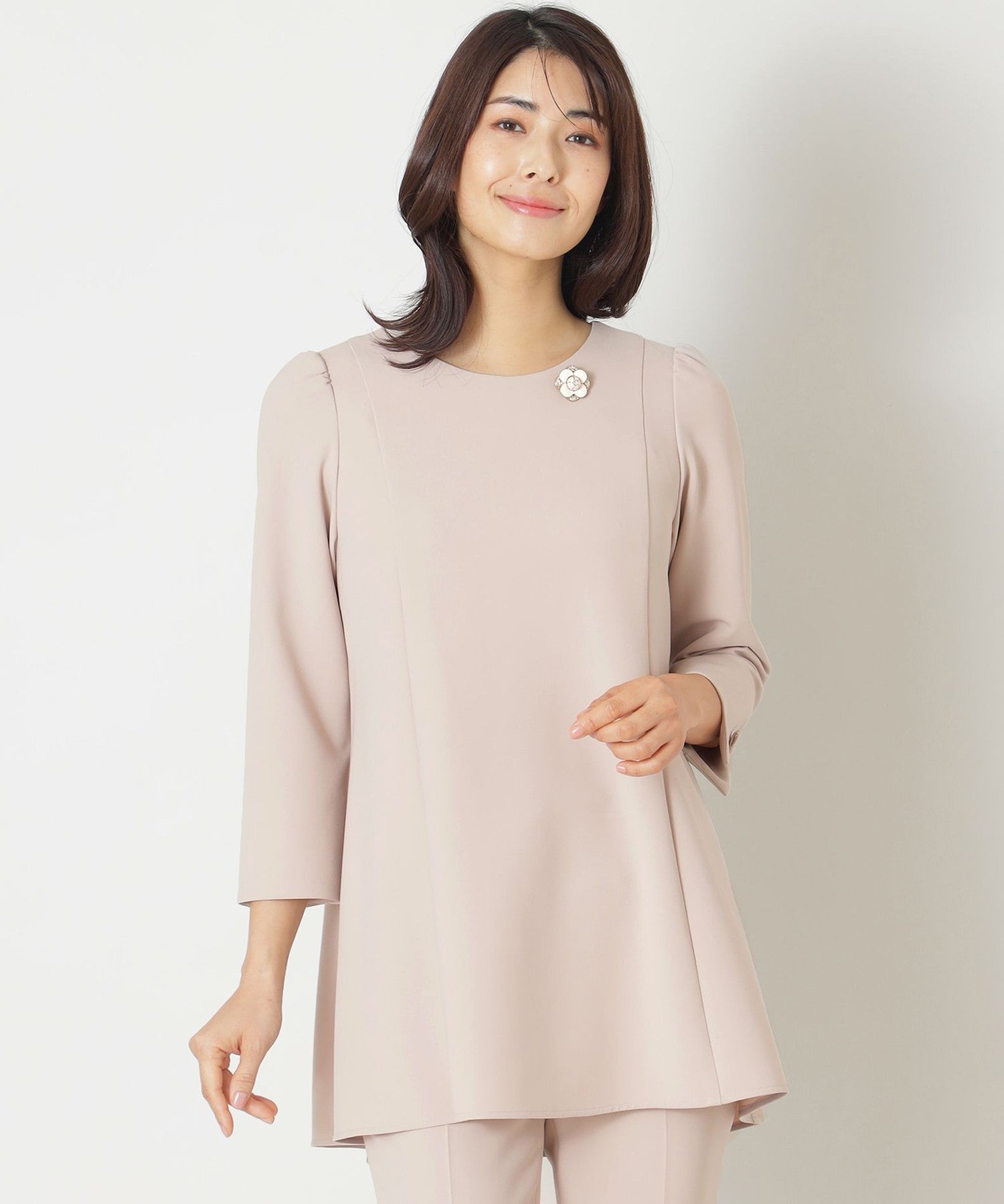 L】ストレッチダブルクロス チュニックブラウス(トップス)｜TO BE CHIC