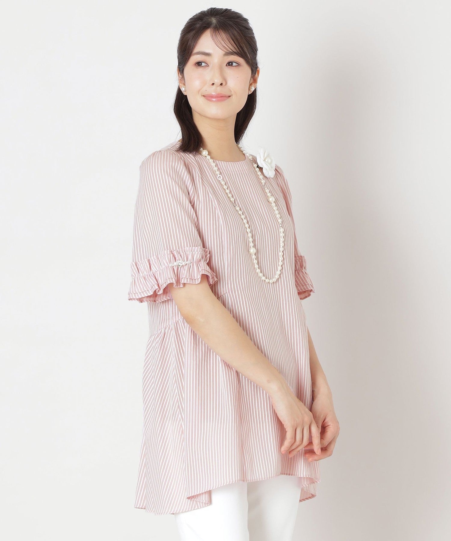 L】カラミストライプ チュニックブラウス(トップス)｜TO BE CHIC