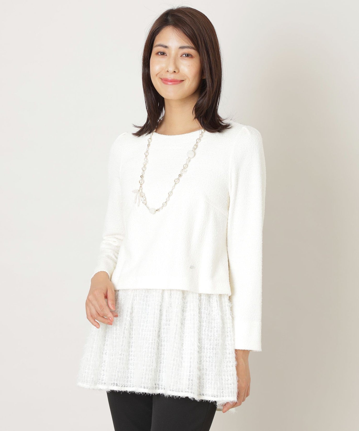 L】ファンシーニットコンビ チュニックブラウス(トップス)｜TO BE CHIC