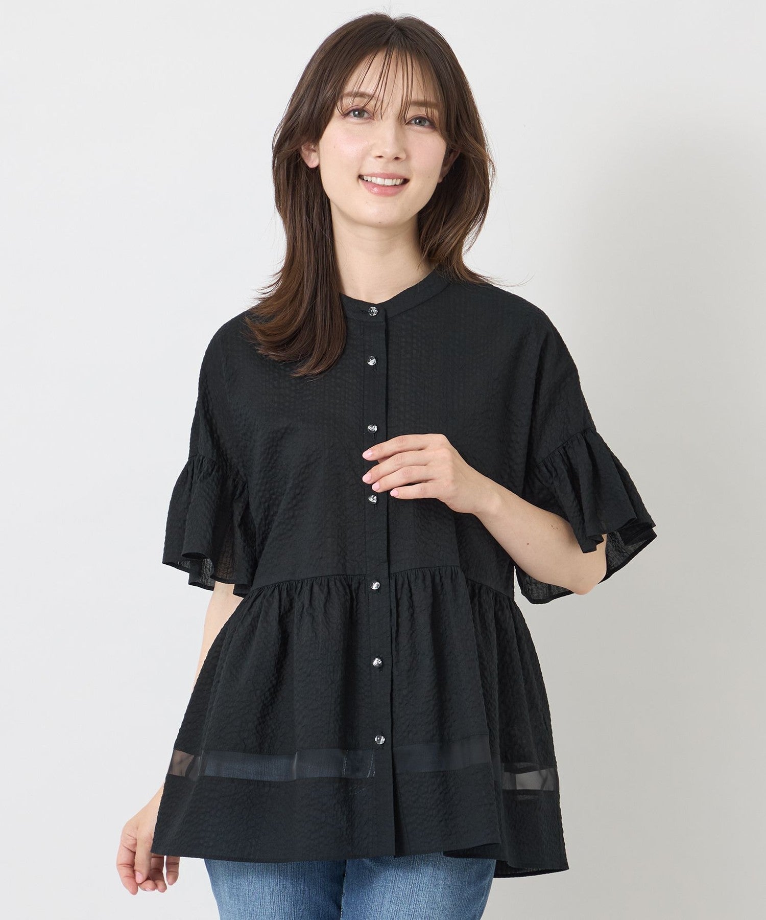 L】ウェーブローン ヘムシアーチュニック(トップス)｜TO BE CHIC