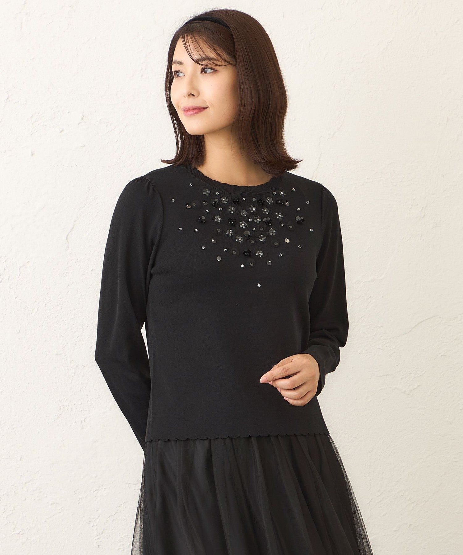 L】フロントビジュー ニット(トップス)｜TO BE CHIC(トゥー ビー