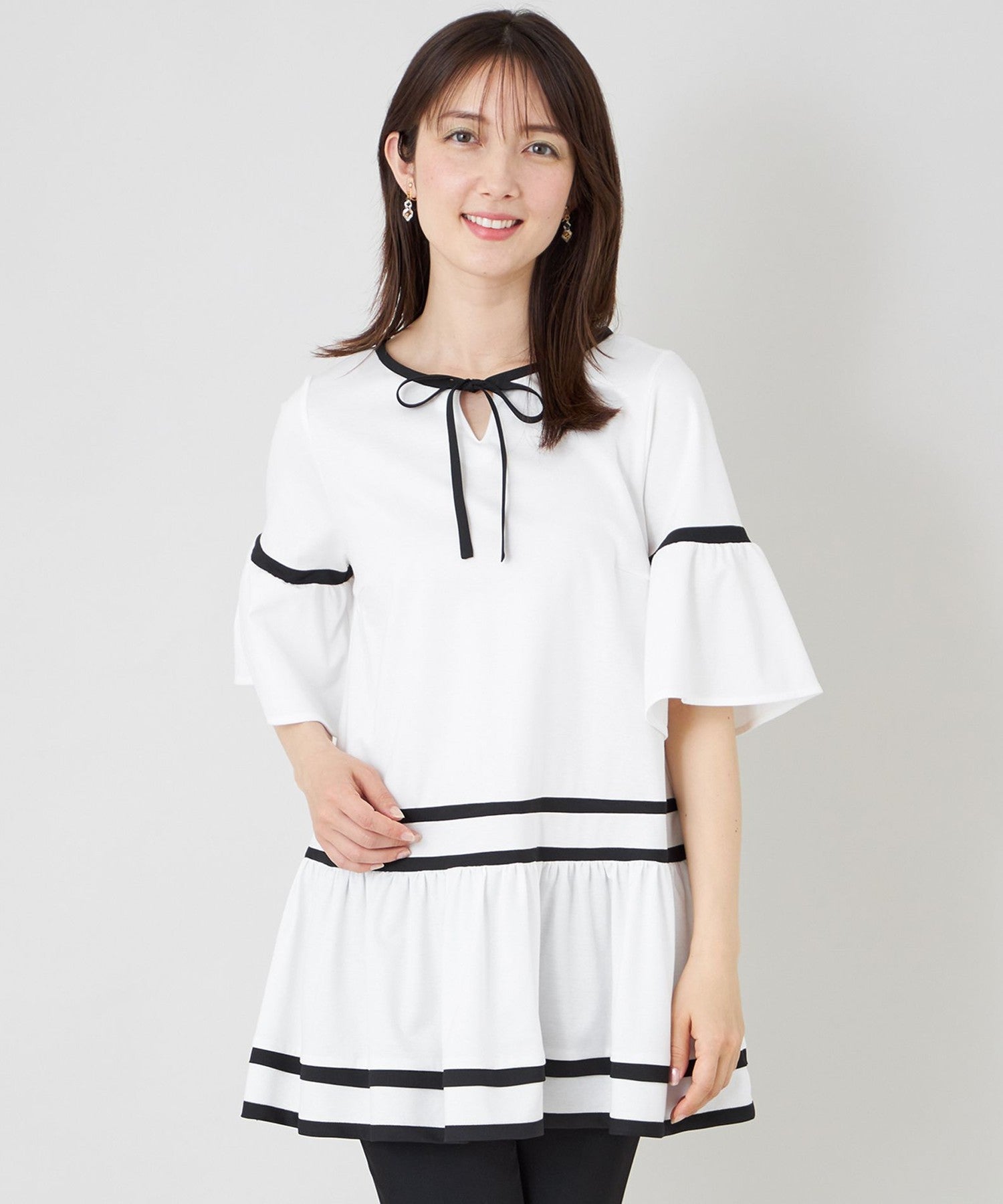 L】バイカラーカットソー チュニック(トップス)｜TO BE CHIC(トゥー