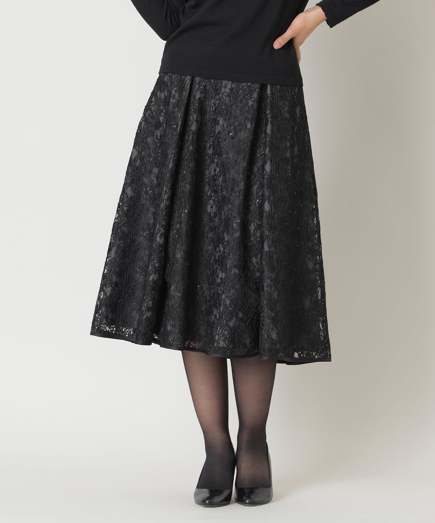L】レース刺しゅう スカート(スカート)｜TO BE CHIC(トゥー ビー