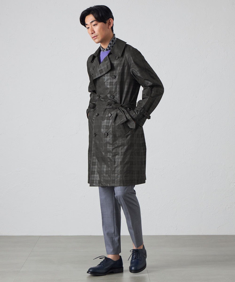 【美品】バーバリーロンドン トレンチコート シャドーメガチェック グレー 38 BURBERRY - 極美品34Burberryバーバリートレンチコートケンジントン