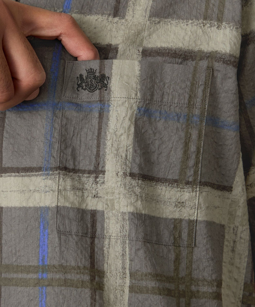 ウォッシャブル】手書き風タータンプリントシャツ(トップス)｜BAKER