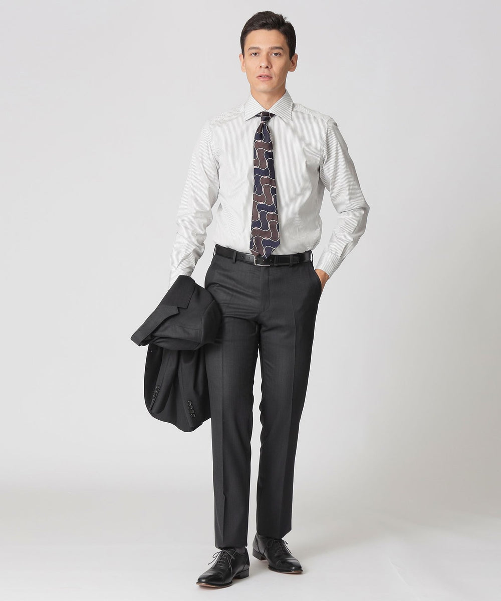 B473/未使用 Paul Stuart セットアップ スーツ ストライプ 2 EASTGATE MODEL」 ライトグレーストライプ柄スーツ(スーツ