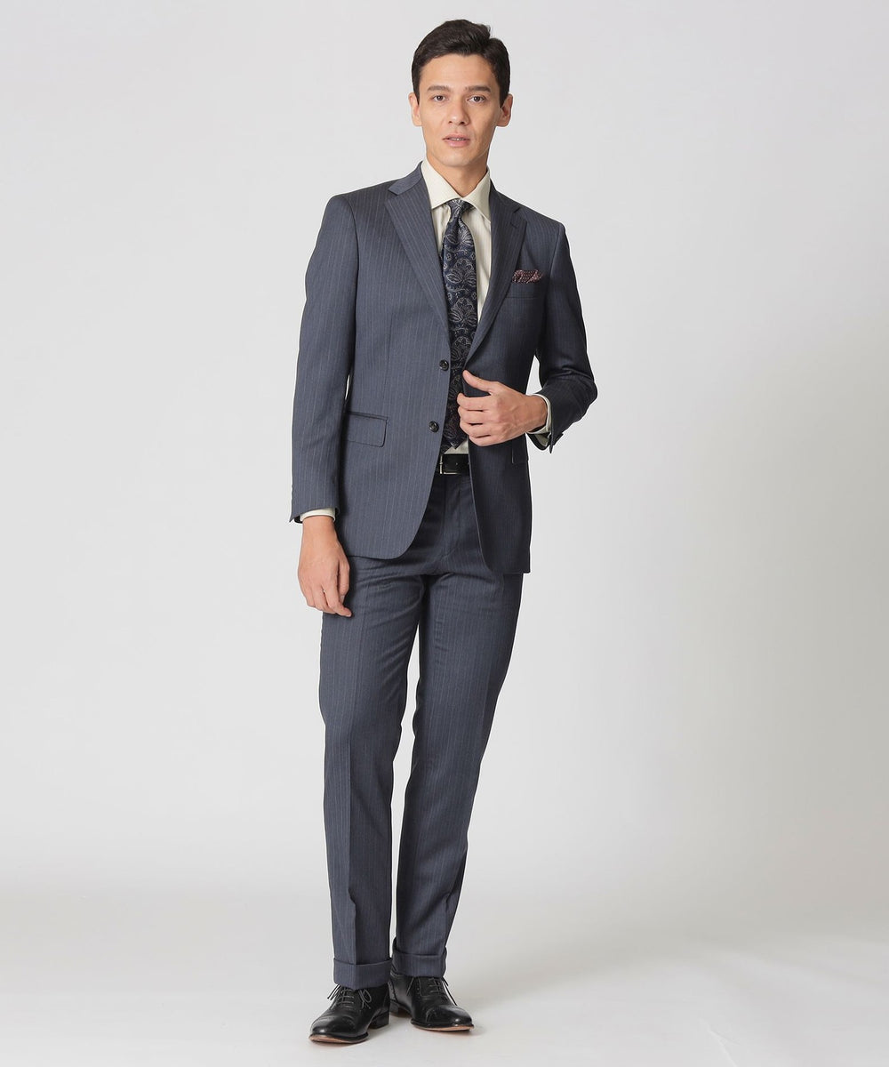 EASTGATE MODEL】スチュアーツブルー ストライプ柄スーツ(スーツ