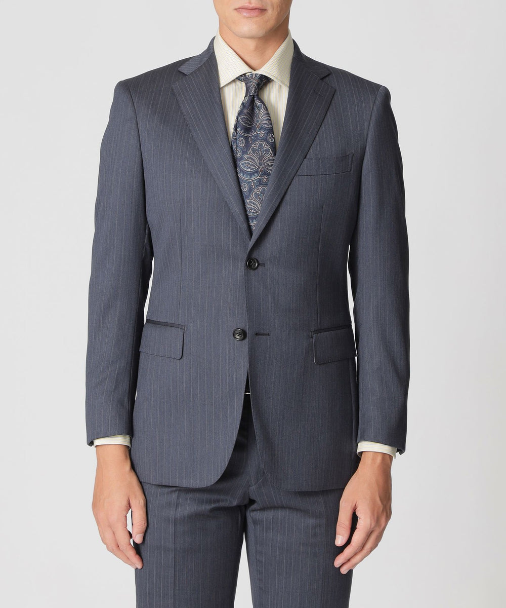 B473/未使用 Paul Stuart セットアップ スーツ ストライプ 2 EASTGATE MODEL】スチュアーツブルー ストライプ柄スーツ(スーツ