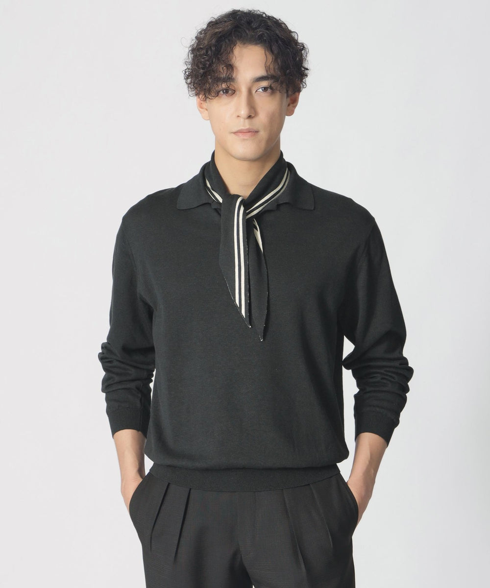 COLLECTION LINE】シルクコットン/スキッパーニットポロシャツ