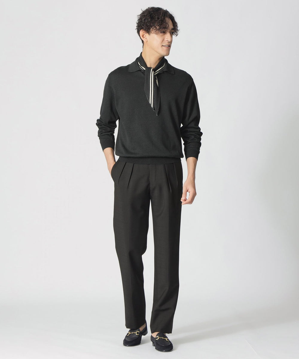 COLLECTION LINE】シルクコットン/スキッパーニットポロシャツ