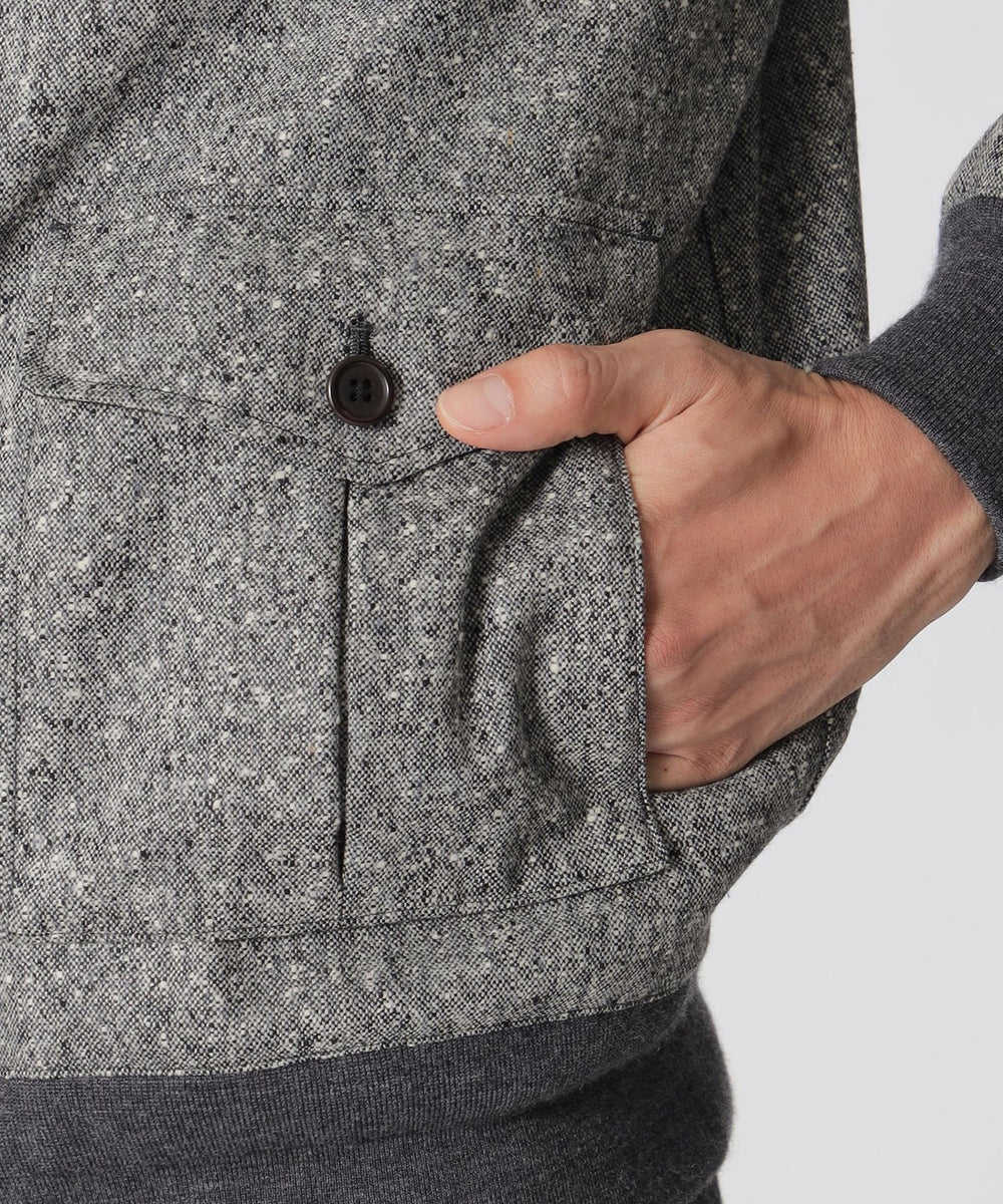 UNDERCOVER 袖ニットチェックブルゾン ハリスツイード