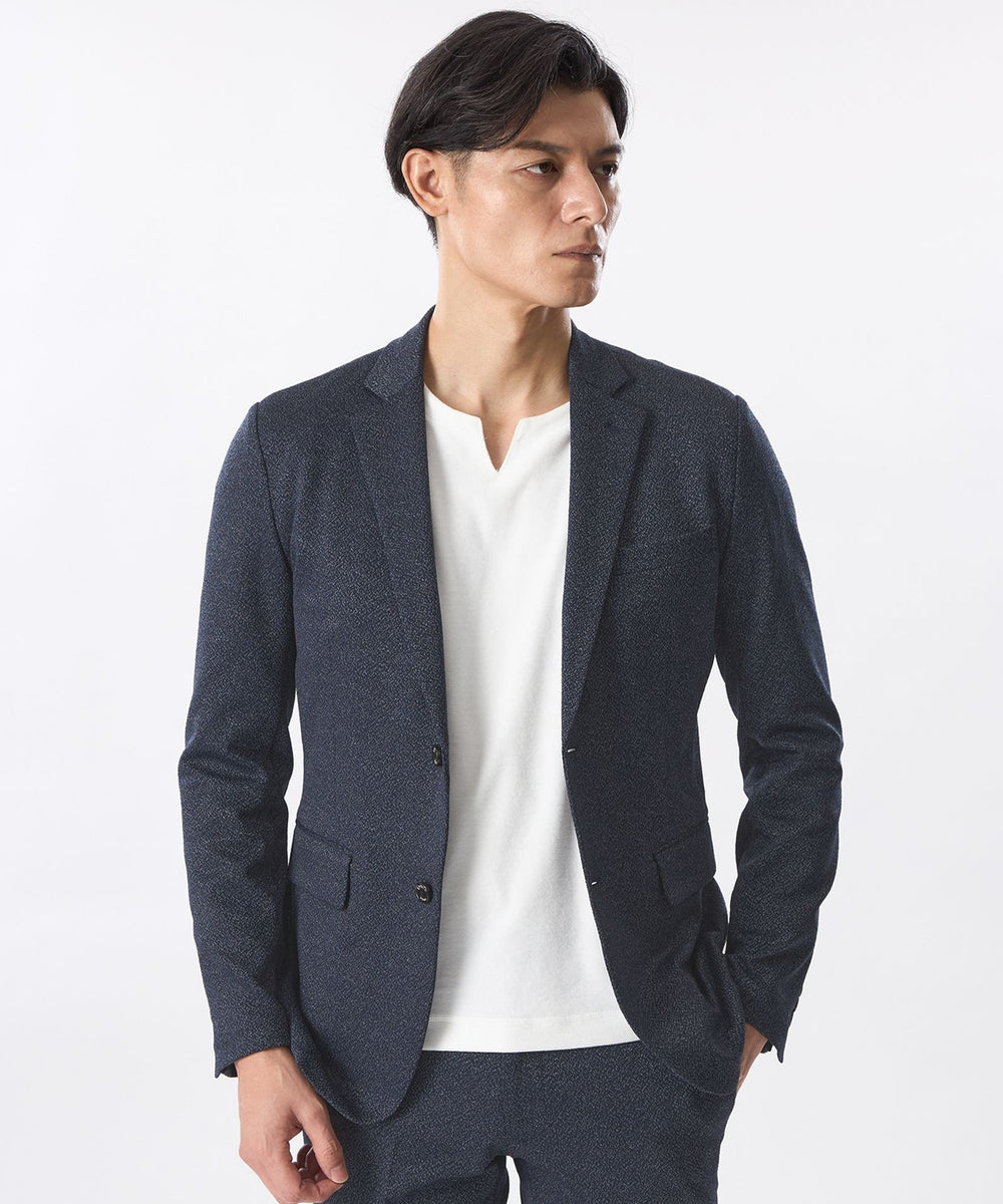 EPOCA UOMO ジャージー　ジャケット ネイビー 新品未使用 タグ付き セットアップ】ヘリンボーンウールンジャージージャケット(ジャケット