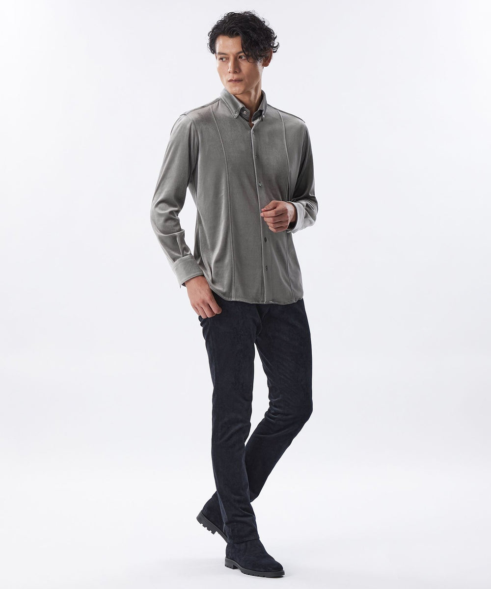 エポカウォモ メンズ シープレザーシャツ 黒 サイズ46 Mサイズ相当