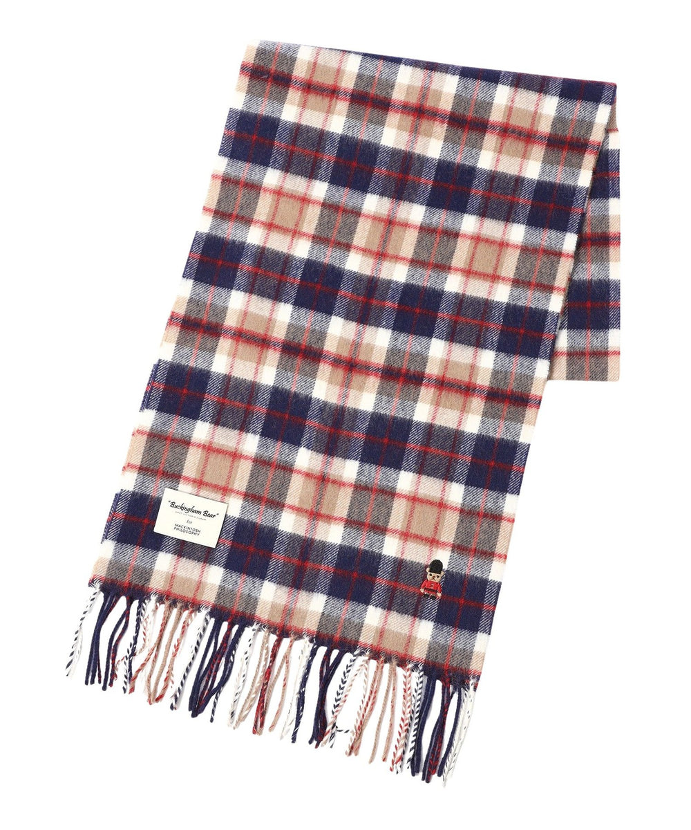 バッキンガムベア ウォッシャブルウールカシミヤ チェックマフラー