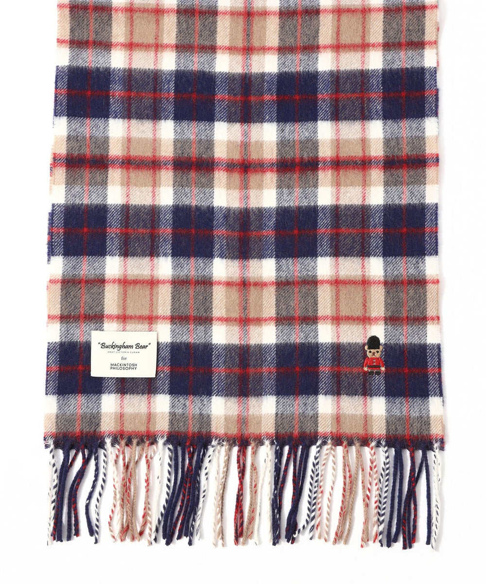 新品★マッキントッシュフィロソフィー★バッキンガムベアカシミヤマフラー★レッド赤 バッキンガムベア リバーシブルマフラー(マフラー・ストール・スカーフ