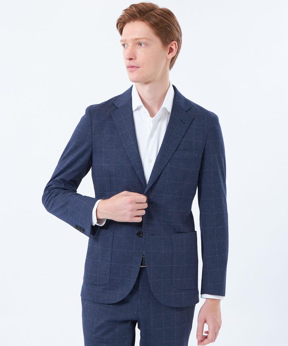 マッキントッシュフィロソフィー　ネイビー テーラードジャケット　XL テーラードジャージー ジャケット ウインドペンプリント