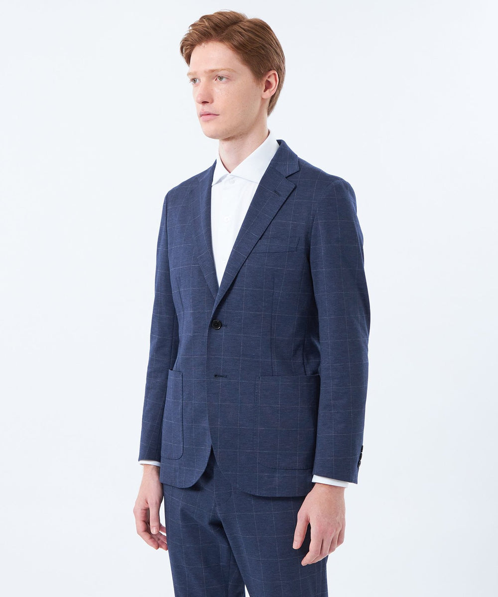 マッキントッシュ フィロソフィー テーラードジャケット ブルー 40R テーラードジャージー ジャケット ウインドペンプリント(ジャケット