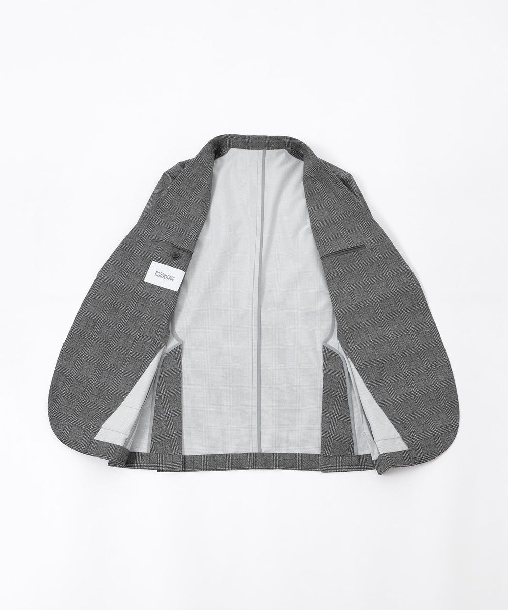 スーツ Macintosh テーラードジャージー ジャケット ツイル/チェックプリント