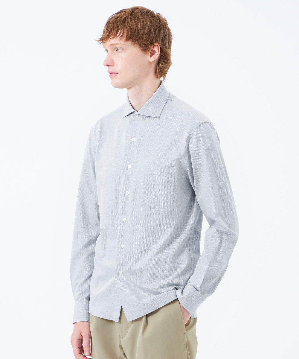 ホリゾンタルカラー ジャージーシャツ ギンガム/無地(トップス