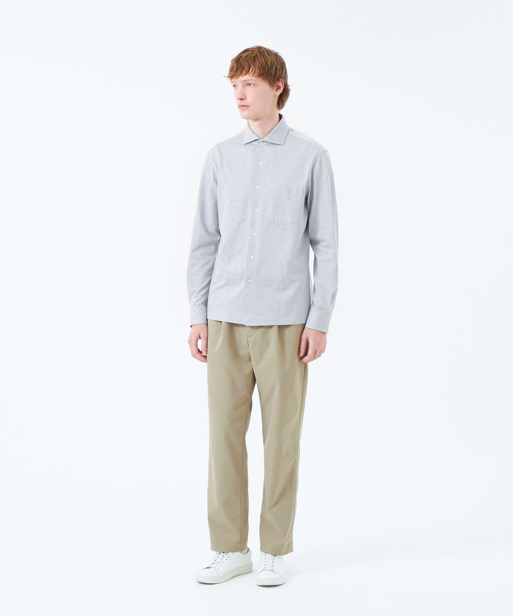 ホリゾンタルカラー ジャージーシャツ ギンガム/無地(トップス