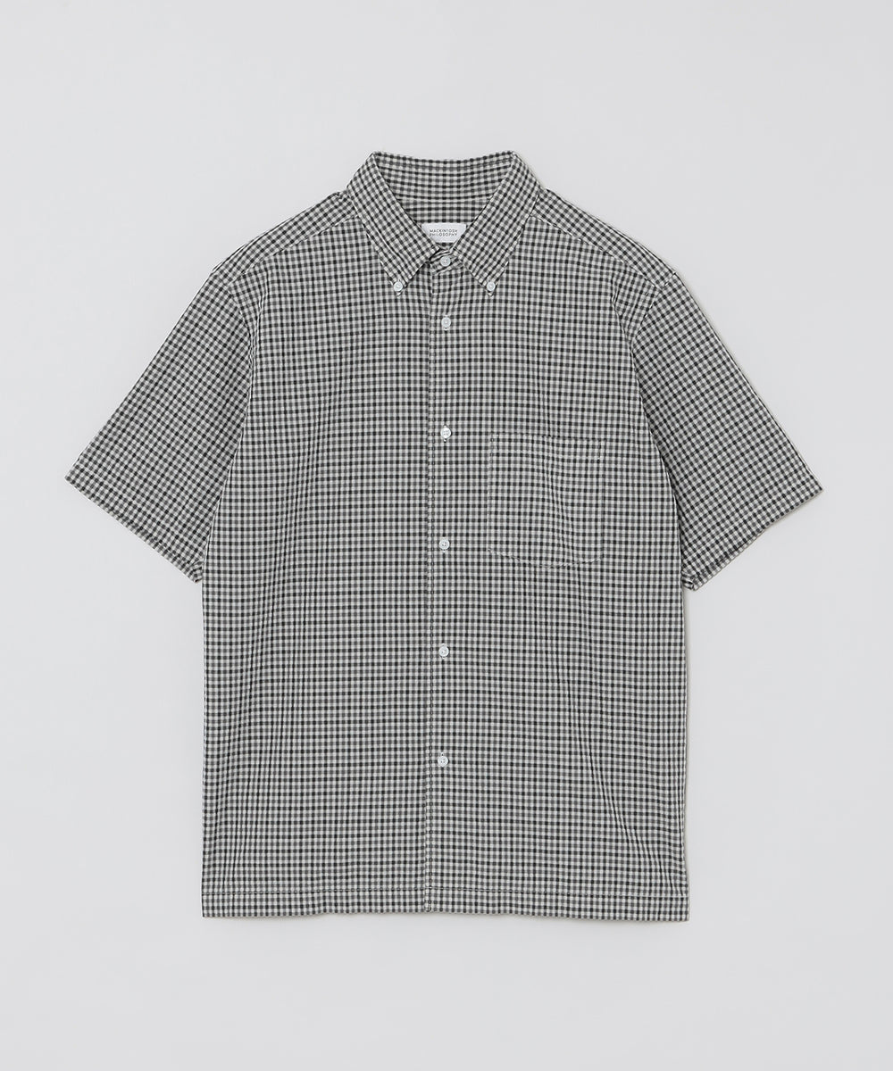 空羽サッカーチェック 半袖ボタンダウンシャツ(トップス