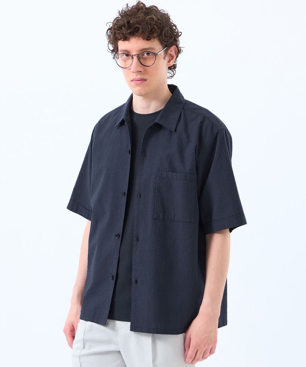 空羽サッカーチェック 半袖オープンカラーシャツ(トップス