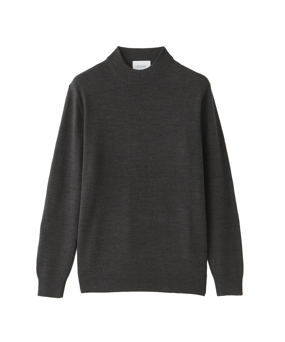 ハイゲージ天竺 モックネックプルオーバーニット(トップス