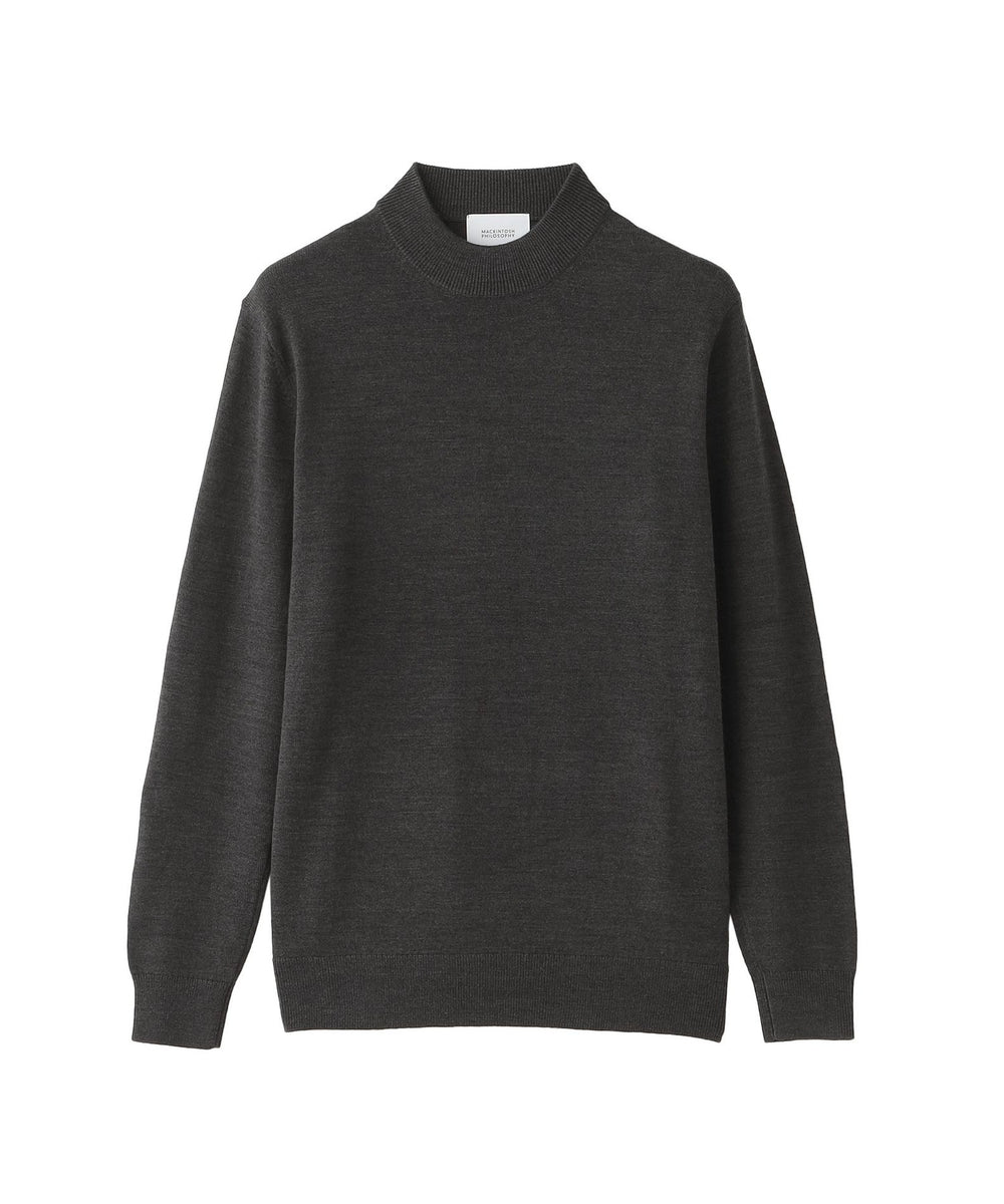 ハイゲージ天竺 モックネックプルオーバーニット(トップス