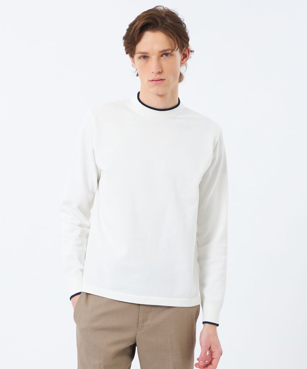 12G プレーティング天竺 ライン入りモックネック(トップス