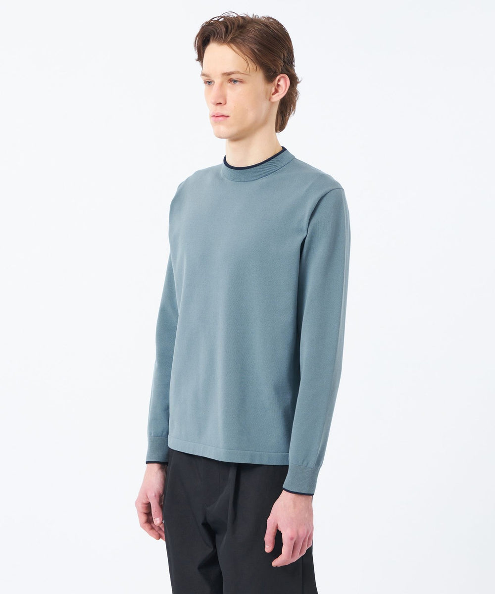 12G プレーティング天竺 ライン入りモックネック(トップス