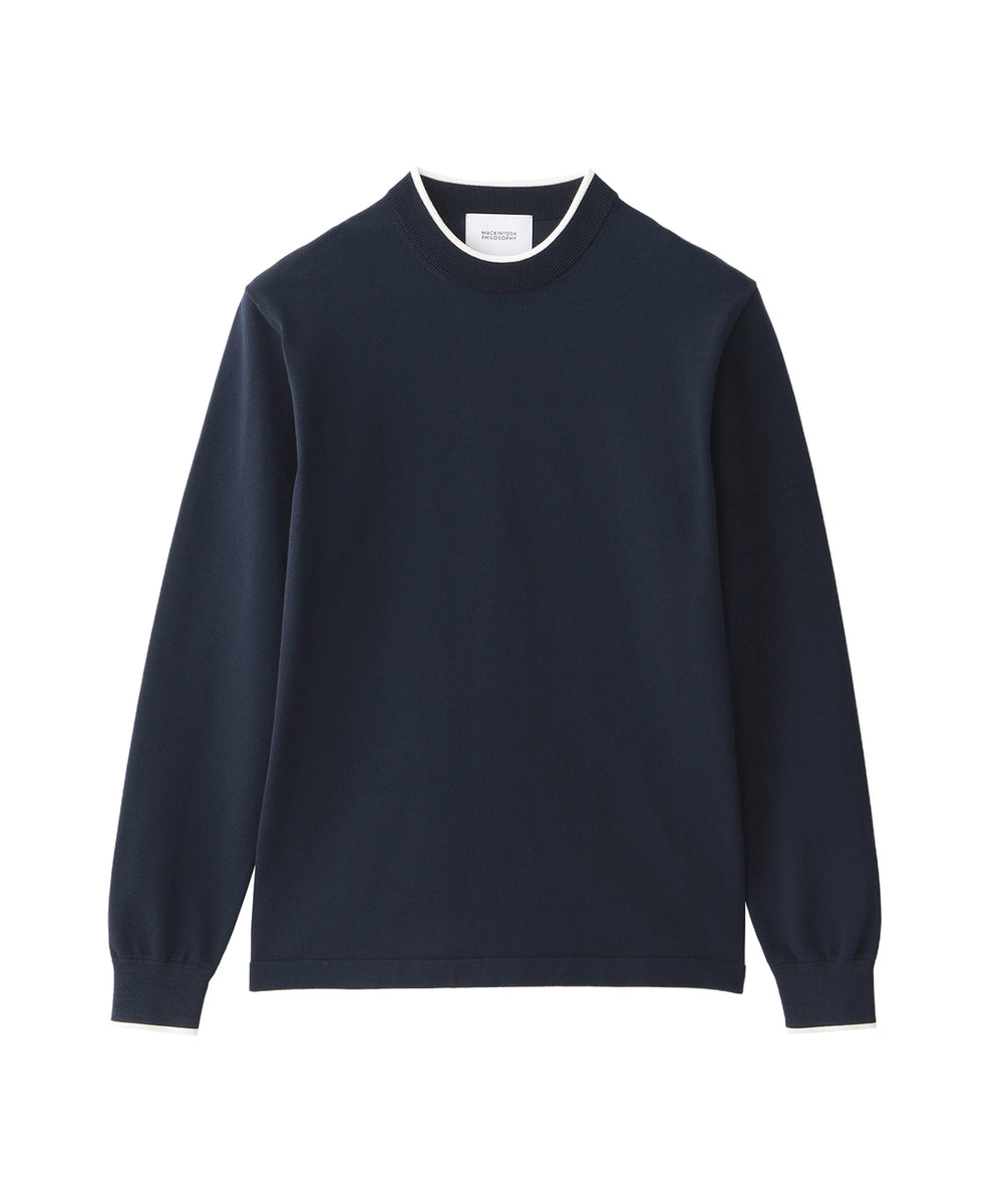 12G プレーティング天竺 ライン入りモックネック(トップス