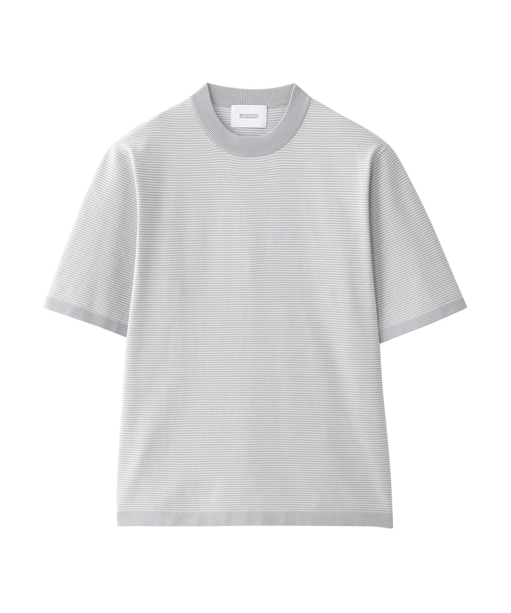 16Gプレーティング天竺 セミモックネックニットTシャツ(トップス