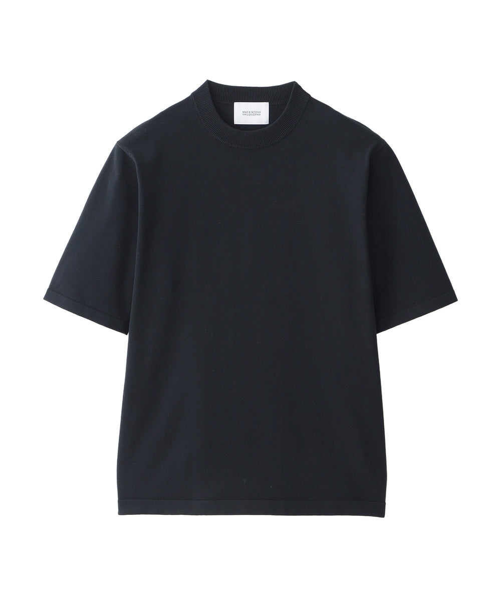 16Gプレーティング天竺 セミモックネックニットTシャツ(トップス