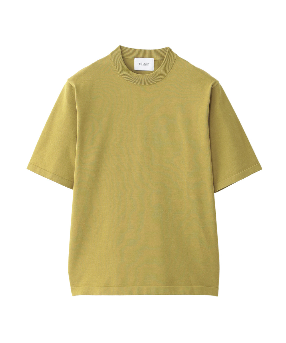 16Gプレーティング天竺 セミモックネックニットTシャツ(トップス