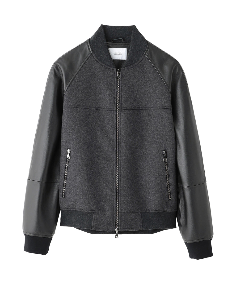 EMMETIコラボ レザーコンビ ラグランスリーブブルゾン(ブルゾン