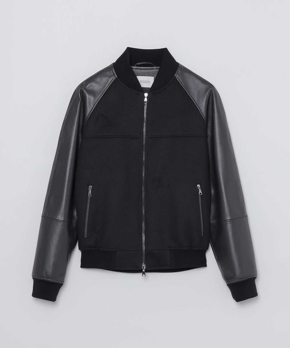 EMMETIコラボ レザーコンビ ラグランスリーブブルゾン(ブルゾン