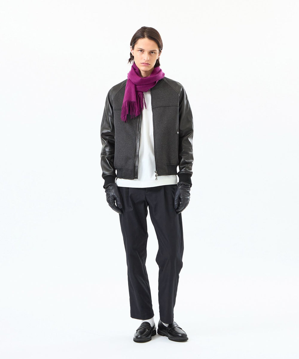 EMMETIコラボ レザーコンビ ラグランスリーブブルゾン(ブルゾン