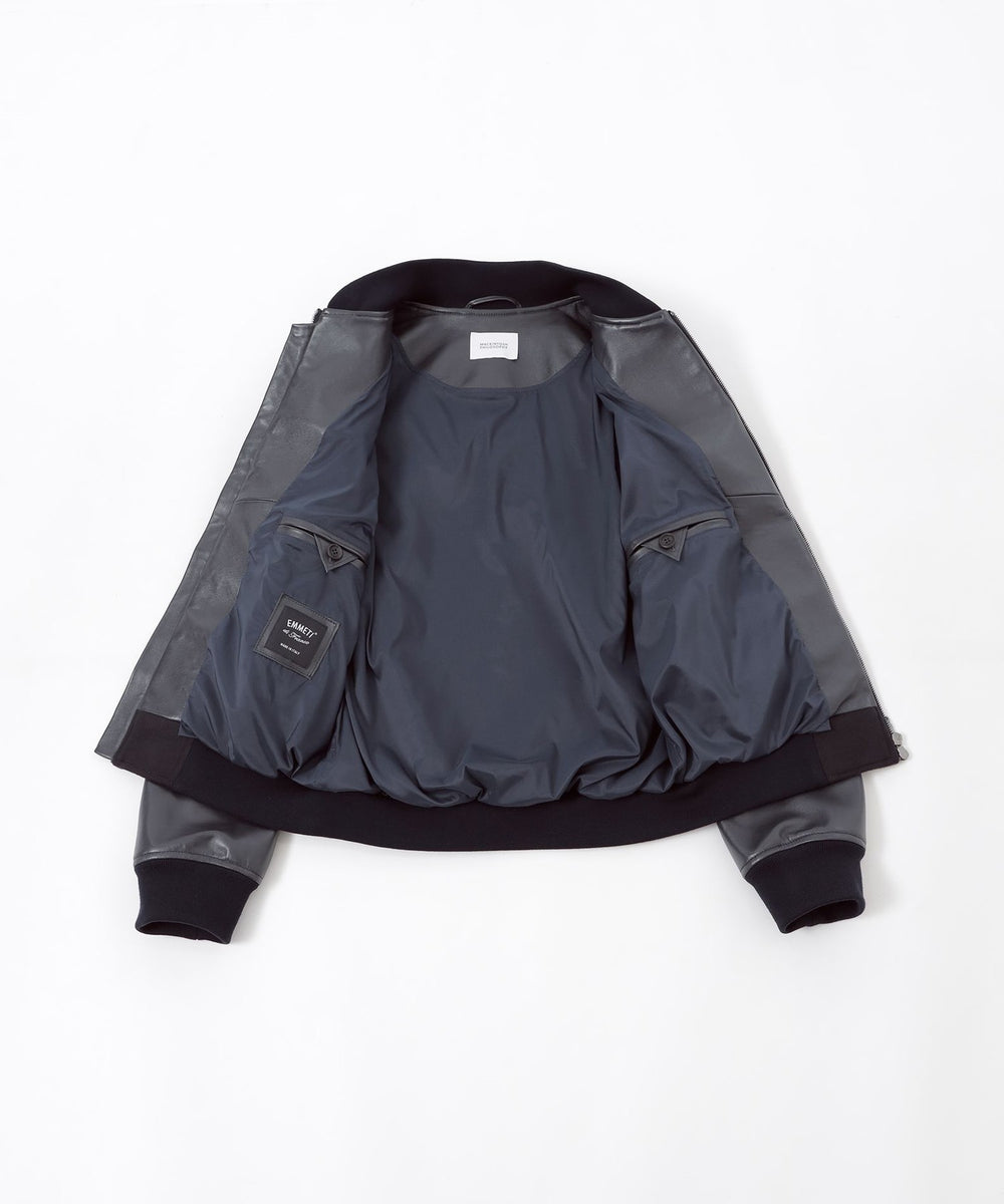 EMMETIコラボ レザーコンビ ラグランスリーブブルゾン(ブルゾン