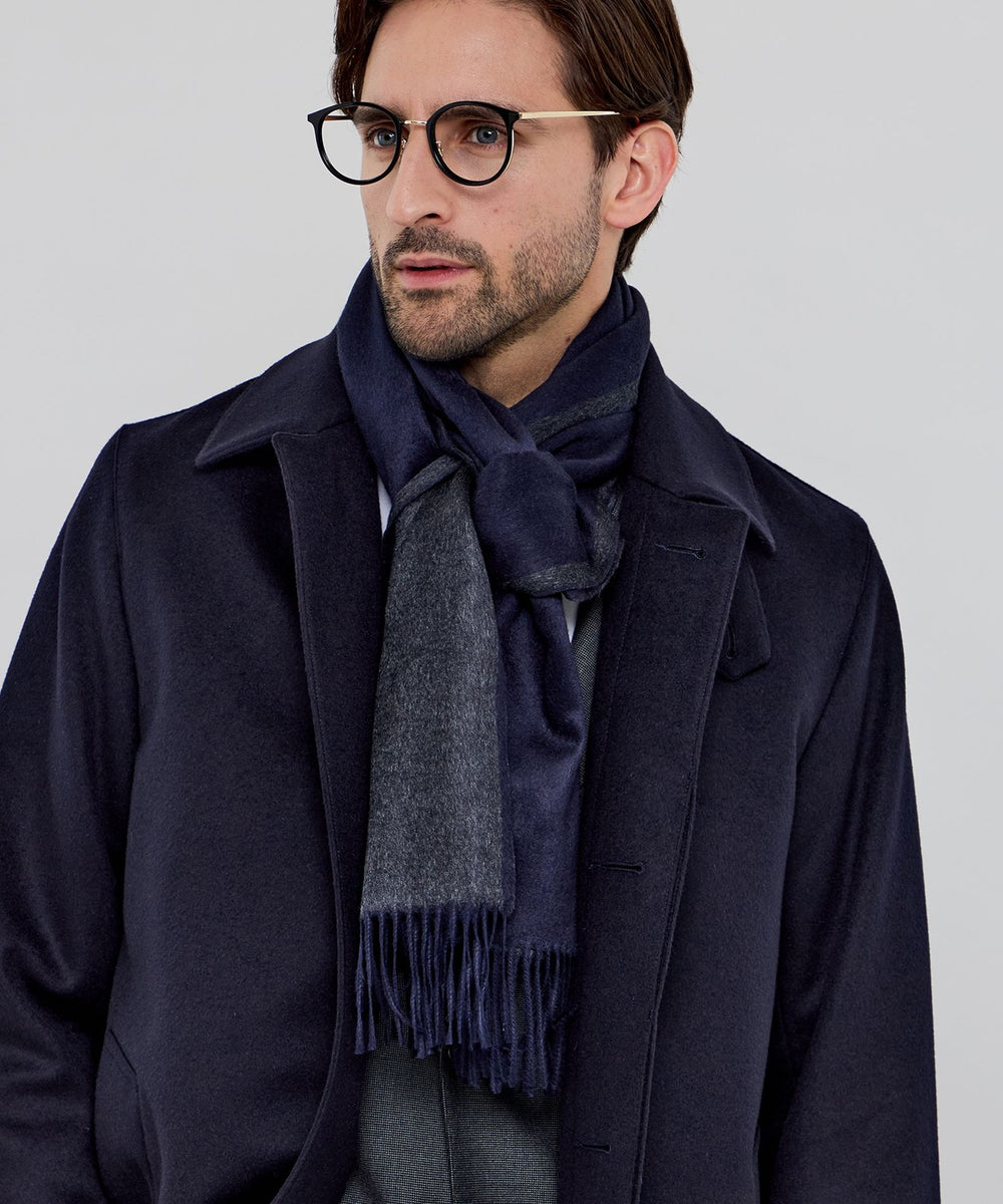 エルメネジルドゼニアZegnaシルク絹100%ストールマフラースカーフ紺青ブルー ZEGNA/ゼニア】シルクストール(マフラー・ストール・スカーフ