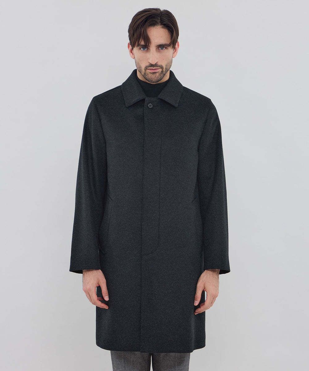 美品❤️マッキントッシュロンドン コート Aライン カシミヤ混 ネイビー DUNFORD】ウールカシミヤビーバーステンカラーコート(コート