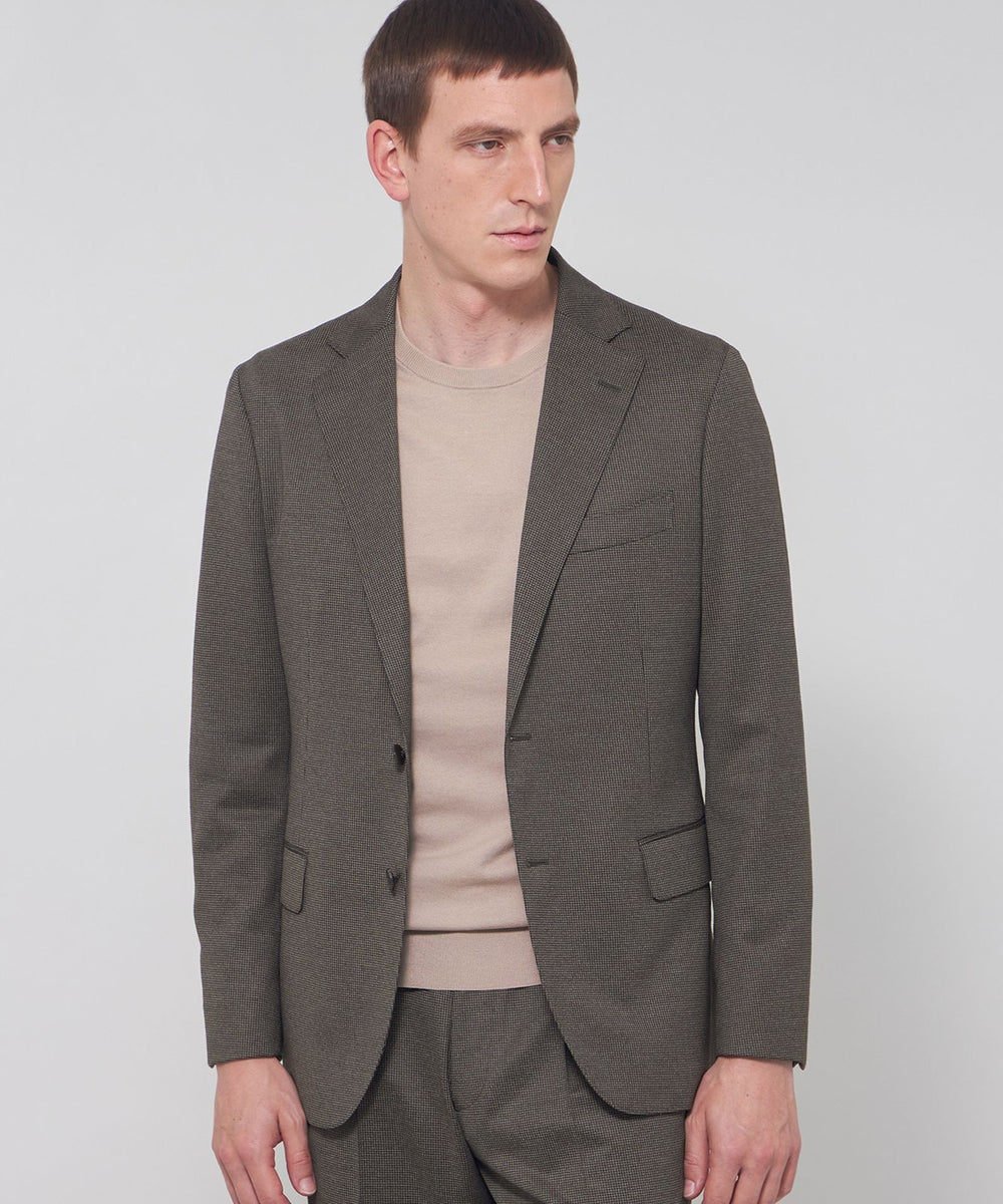 Macintoshセットアップジャケット&パンツ FLEX JERSEY】ハイゲージジャカードハウンドトゥースセットアップ