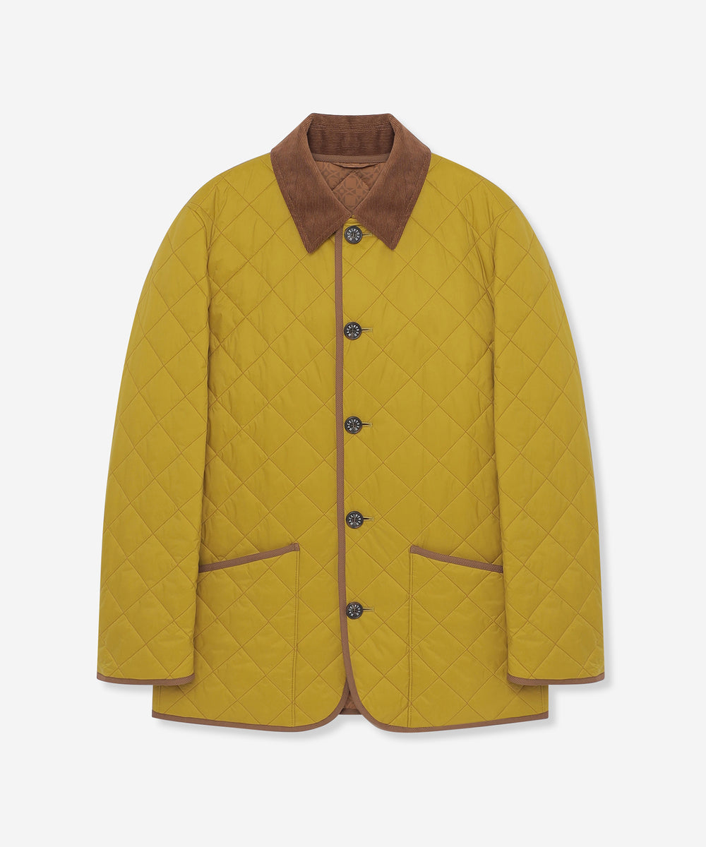 マッキントッシュ　ワークジャケット　キルティングライナー　ブルゾン　ベージュ WEB&一部店舗限定】ノーカラーキルティングジャケット(ブルゾン