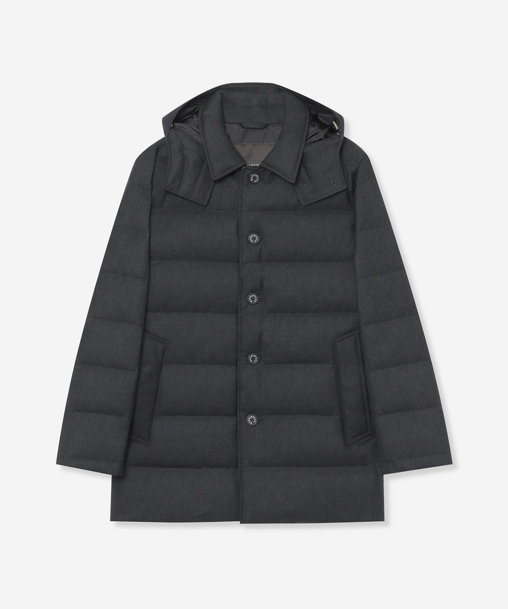 ELINGTON】ウールサキソニーフーデッドダウンアウター(ブルゾン