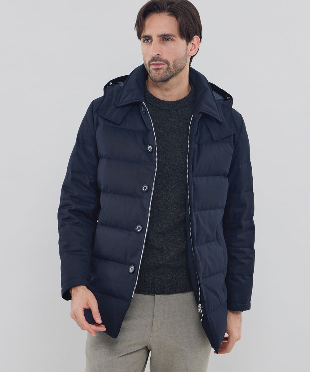 ELINGTON】ウールサキソニーフーデッドダウンアウター(ブルゾン